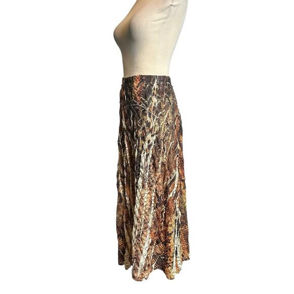 Reba brown yellow print pleated pull on boho maxi skirt size Large - Picture 7 of 16